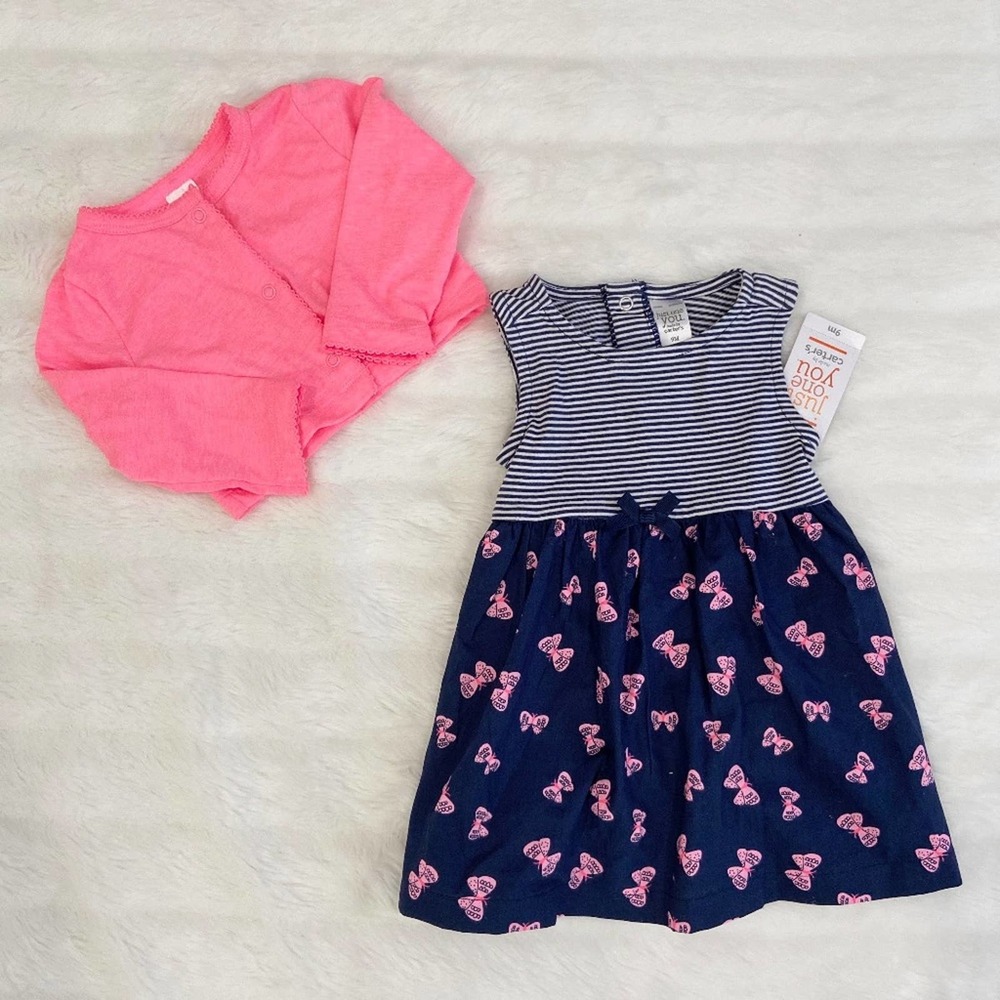 NEW Baby Girls' 2pc Butterfly Dress & Cardigan Set